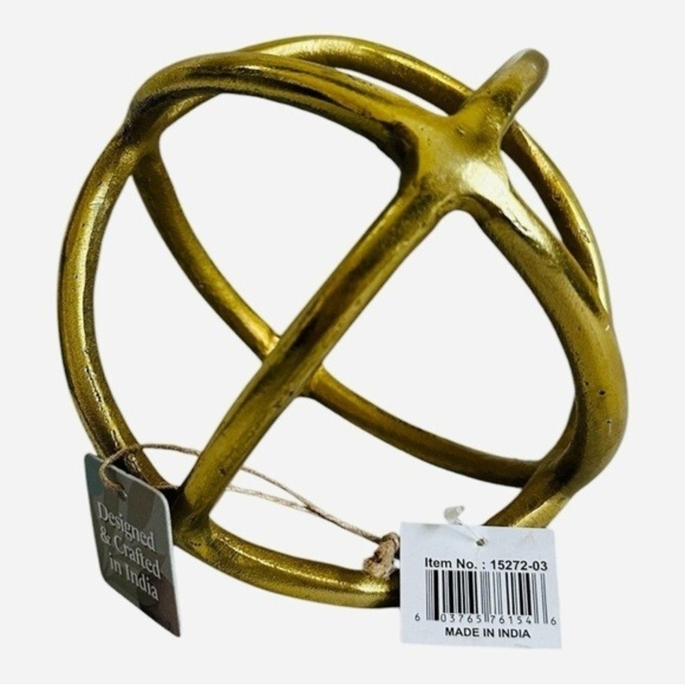 Prestbury Gold Metal Orb Decorative Sphere 6x6 Sculpture Home Accent Decor NWT - Picture 5 of 5
